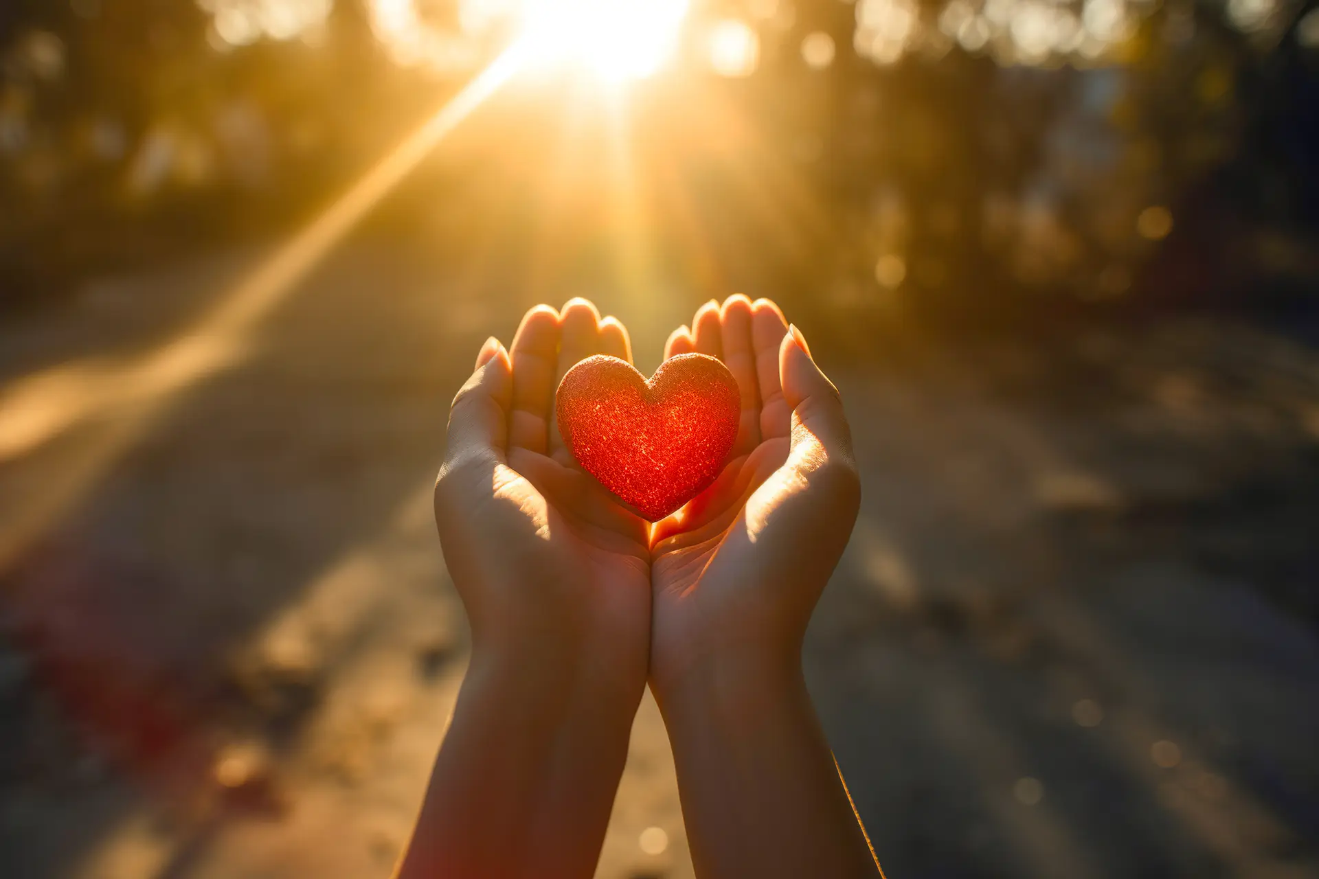 Die Stiftung Die Stiftung - Foto mit zwei Händen die ein rotes Herz behütend halten