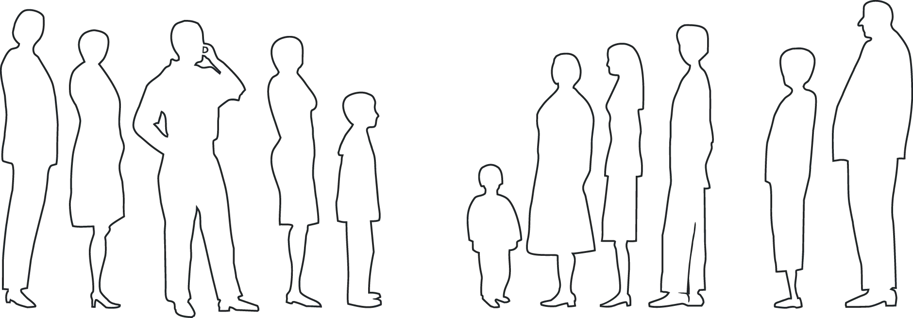 Logografik Elfriede-Eilers-Stiftung - verschiedene Menschen als Umrisskontur dargestellt